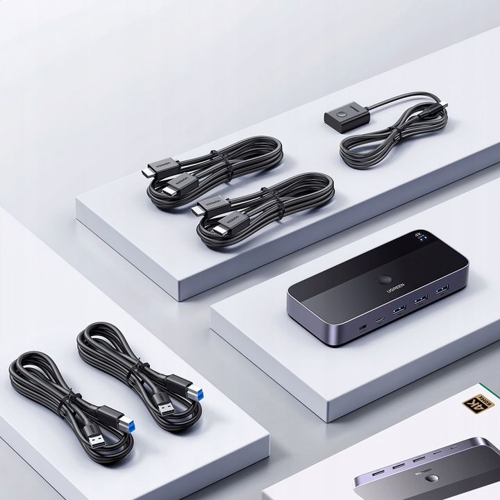 UGREEN PRZEŁĄCZNIK SWITCH KVM 2w1 HDMI USB-A USB-B USB-C MICRO 4K 2X KABEL