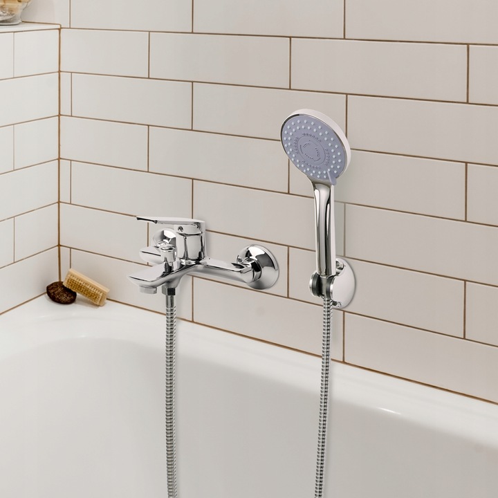 Bateria wannowa z prysznicem i wężem ścienna kran do wanny prysznic YOKA