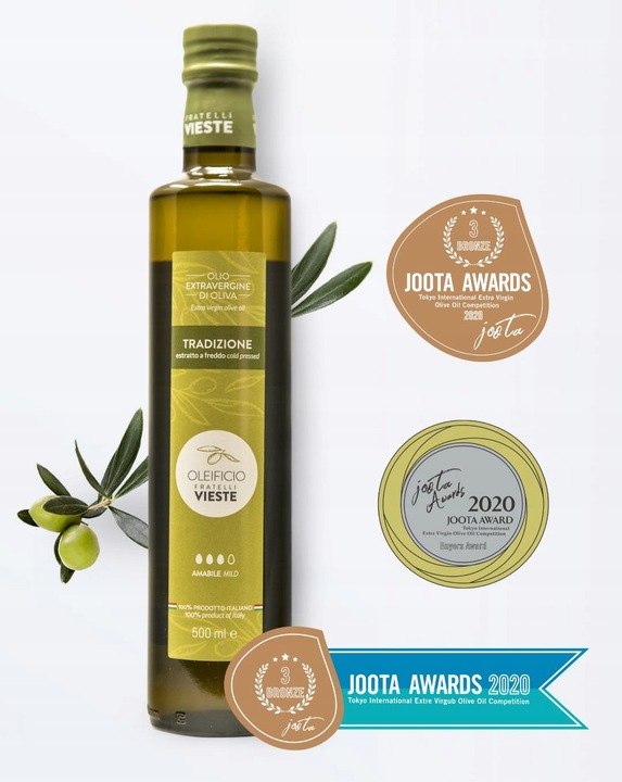 Oliwa z oliwek extra virgin Fratelli Vieste Tradicione 1l Włoska ŁAGODNA