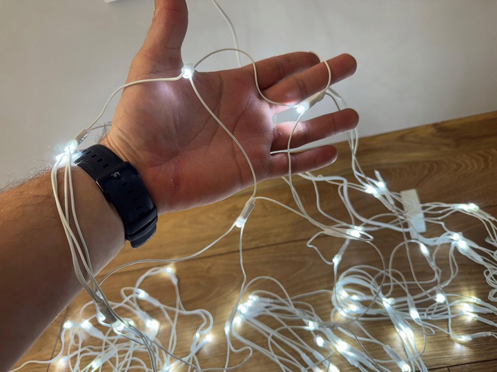 Siatka Kurtyna LED 3x3m 320 LED Biała Zimna Lampki Choinkowe Zewnętrzne