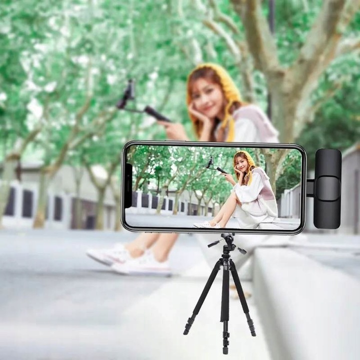 2xMIKROFON KRAWATOWY BEZPRZEWODOWY PRZYPINANY USB-C Lightning do IPhone 2w1