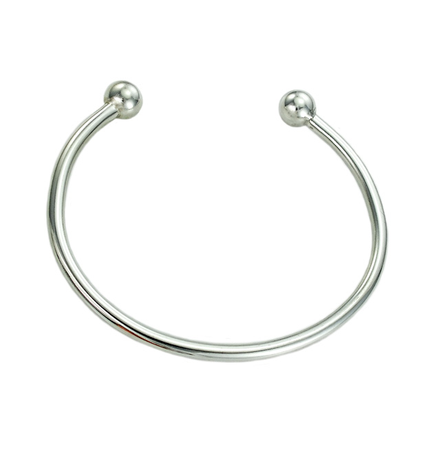 Srebrna Sztywna Męska Bransoletka z Kulkami !