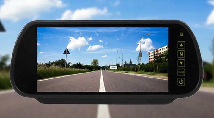 Monitor 7" LCD w lusterku do kamery cofania