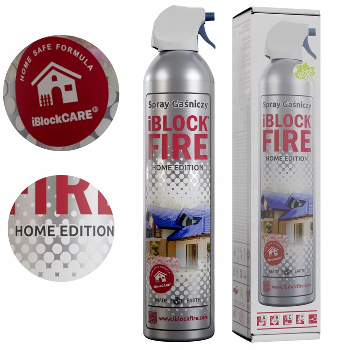 SPRAY GAŚNICZY DO DOMU iBlockFIRE Home Edition BIO SKUTECZNA DLA: A B C F E