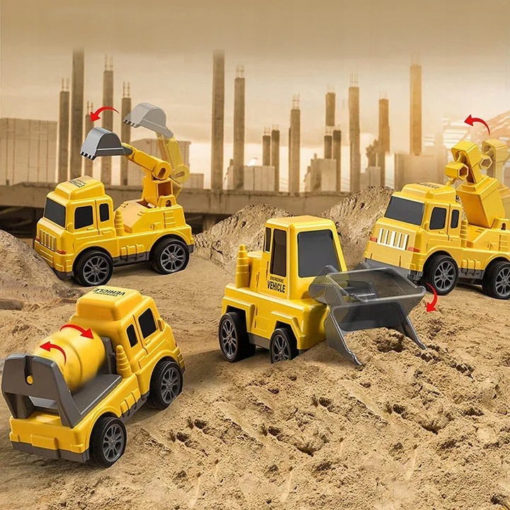 SAMOCHODY BUDOWLANE DLA DZIECI ZESTAW AUT TIR KOPARKA BETONIARKA ZABAWKA