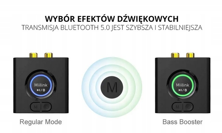 Odbiornik Audio Bluetooth 5.0 Jack 2 RCA Miilink 1Mii ML200 aptX Zasięg 50m