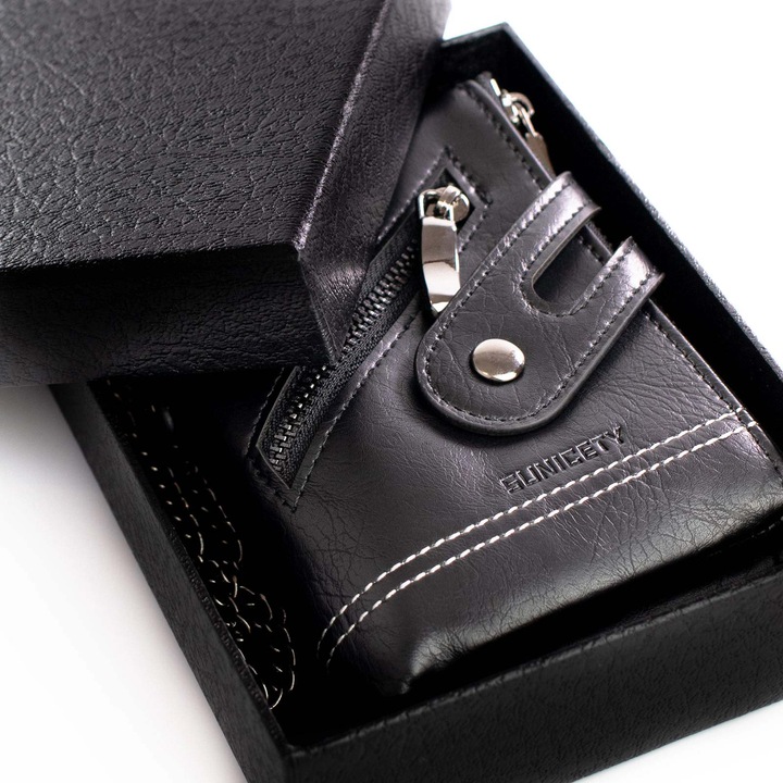 Alessio PORTFEL MĘSKI Block Kart RFID ŁAŃCUCH Pudełko PREZENTOWE