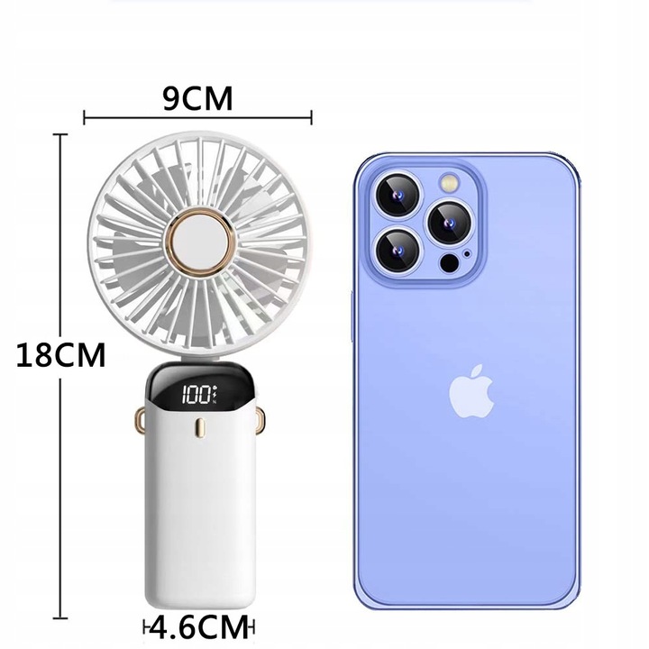 WENTYLATOR RĘCZNY PRZENOŚNY MINI WENTYLATOR Z AKUMULATOR 3000 MAH W PODRÓŻY
