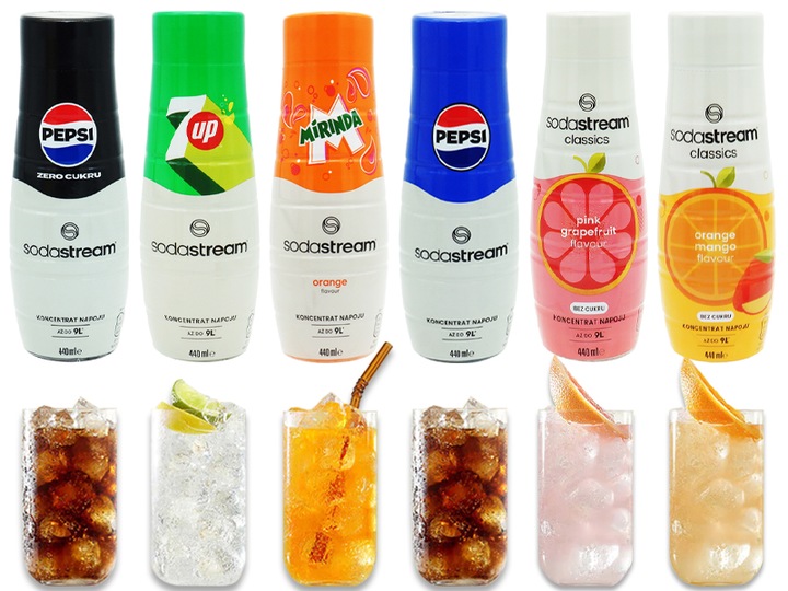 6x SYROP SODASTREAM KONCENTRAT 6 SMAKÓW DO SATURATORA 9L NAPOJU z 440ml