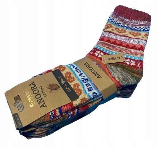 4x ZIMOWE CIEPŁE SKARPETY WEŁNIANE ANGORA PREZENT świąteczne POD CHOINKE