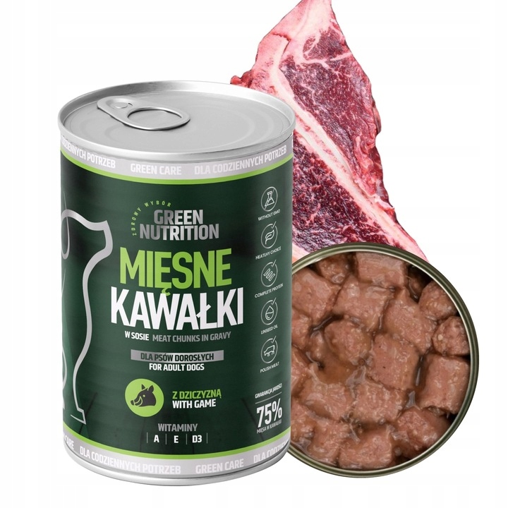 MOKRA KARMA DLA PSA GREEN NUTRITION 9,96KG KAWAŁKI MIĘSNE MIX SMAKÓW | x24