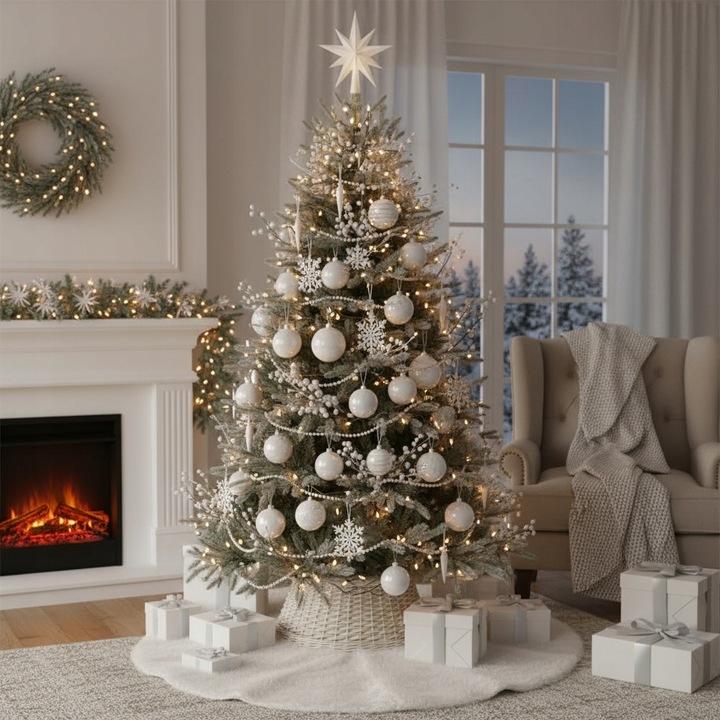 OSŁONA WIKLINOWA NA STOJAK POD CHOINKĘ 60CM OSŁONKA DO CHOINKI BIAŁA