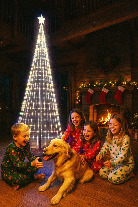 Choinka LED Na Stelażu Łańcuch Świetlny Programator 8 Trybów Świecenia