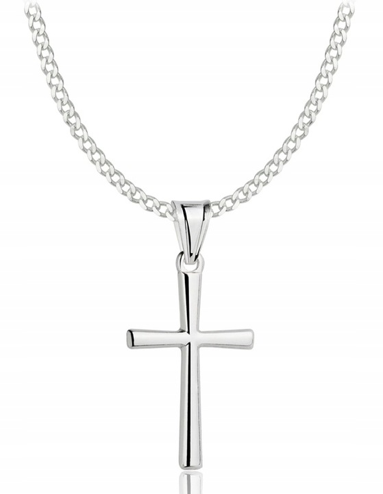 Łańcuszek Srebrny Pancerka z Krzyżykiem na Komunię Chrzest, Grawer Gratis