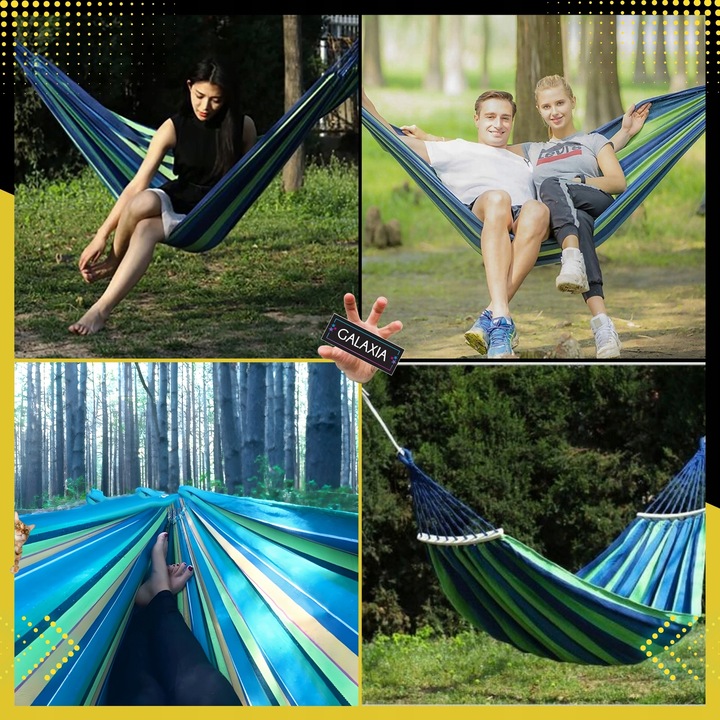 HAMAK OGRODOWY DWUOSOBOWY XXL 260x150 2 Osobowy Turystyczny Z DRĄŻKIEM DUŻY