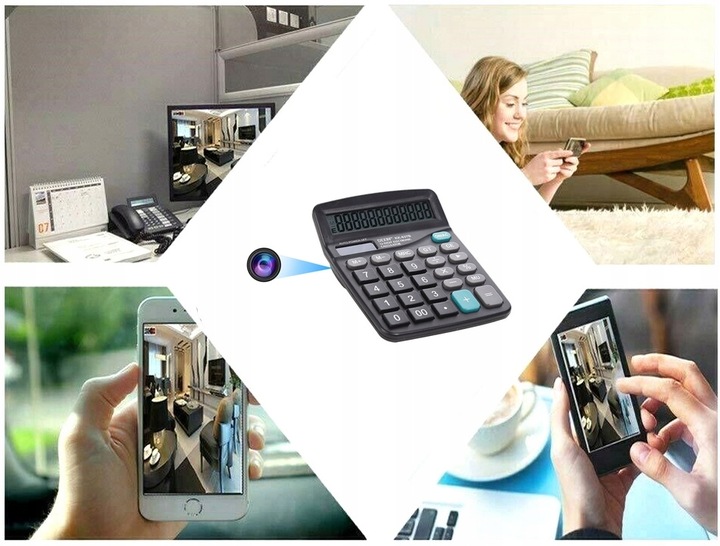 KALKULATOR MINI KAMERA SZPIEGOWSKA FULL HD WIFI