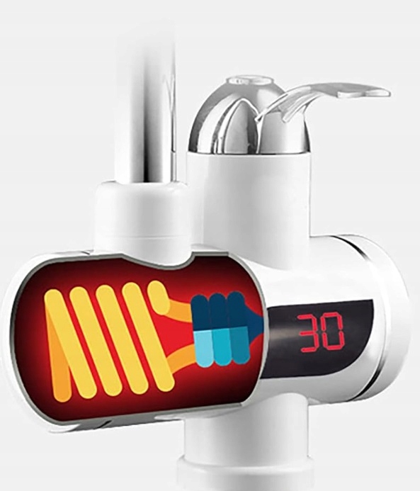 ELEKTRYCZNY PRZEPŁYWOWY PODGRZEWACZ WODY Kran z LCD NADUMYWALKOWY