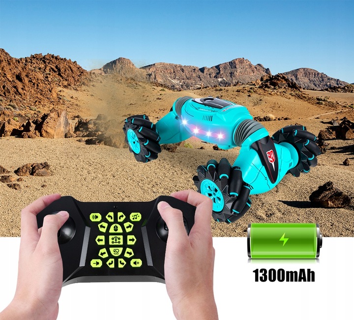 Samochód Zdalnie Sterowany Rc Twister Akrobacje Led Stunt 360 Dla Dzieci