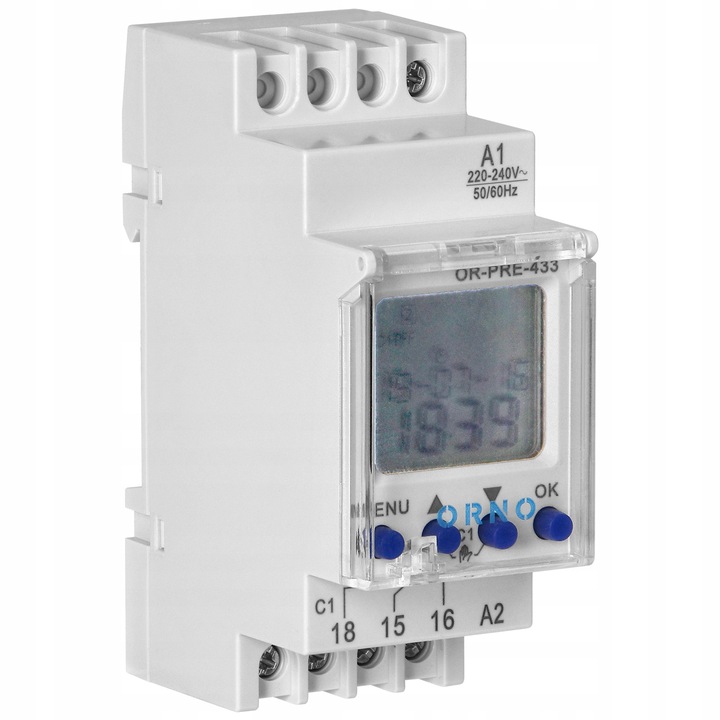 Programator Czasowy Wyłącznik LCD Cyfrowy 52 Programy OR-PRE-433 na Szynę
