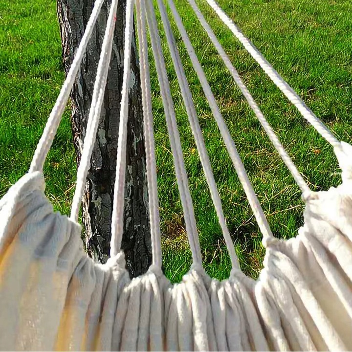 HAMAK OGRODOWY TURYSTYCZNY BOHO MOCNY DWUOSOBOWY 150x260cm TORBA BEŻ