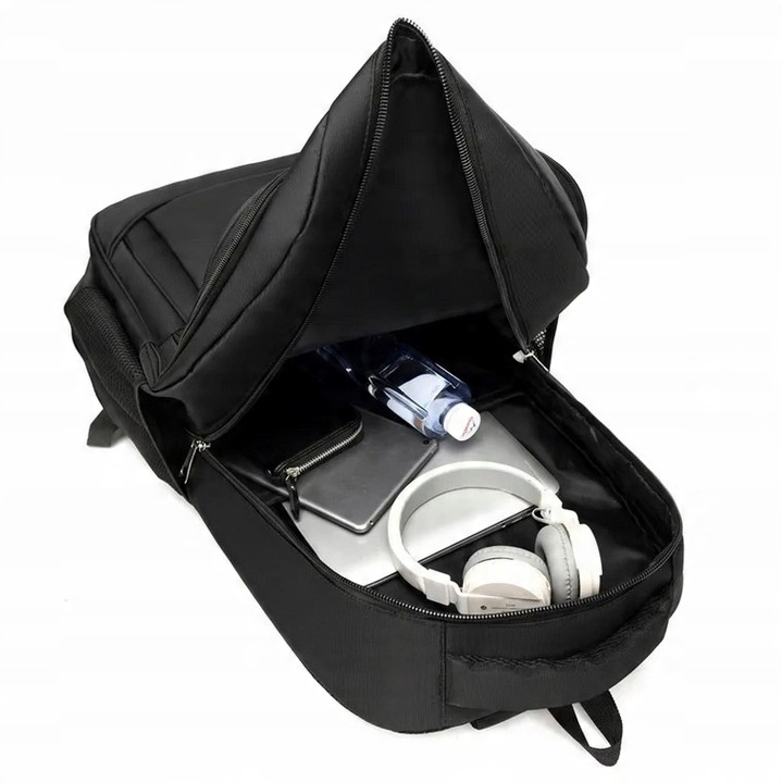 Plecak męski do pracy na laptopa szkolny młodzieżowy pojemny czarny solidny