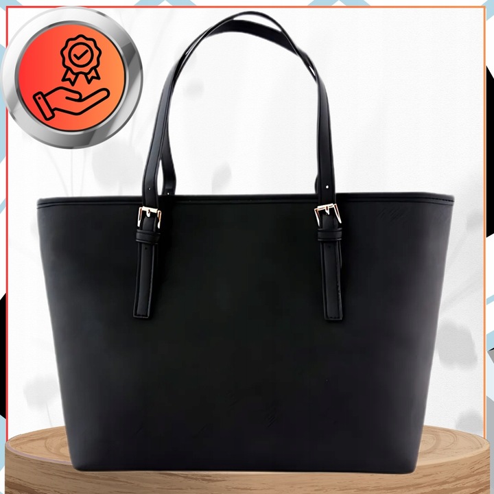 DAMSKA Czarna SKÓRZANA POJEMNA Miejska Klasyczna Na Ramię TORBA A4 TOREBKA