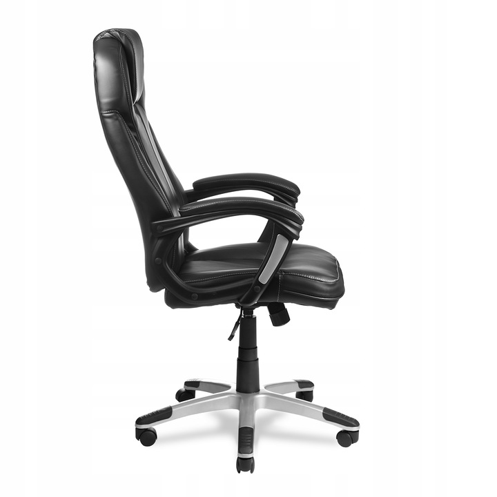 FOTEL BIUROWY STYLOWY SKÓRZANY CZARNY OBROTOWY REGULOWANY
