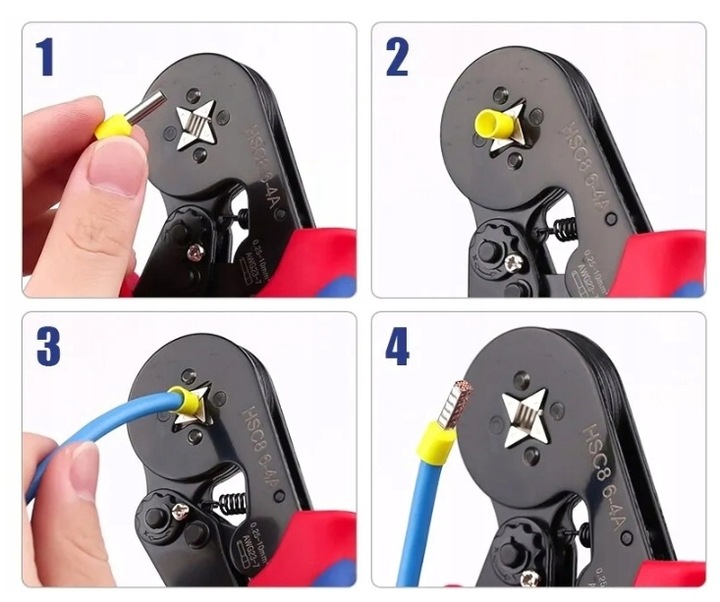 ZACISKARKA PRASKA KONEKTORÓW TULEJEK KOŃCÓWEK KABLI PRZEWODÓW ZESTAW x1200