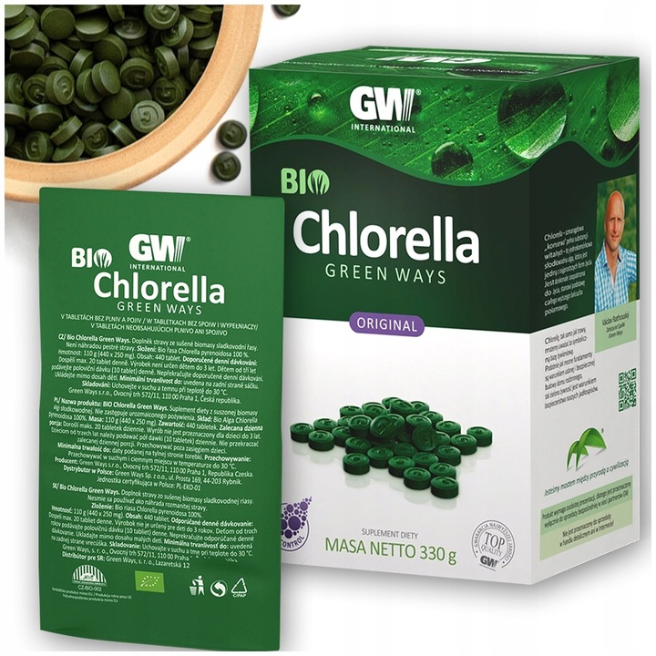 BIO Chlorella Green Ways 330 g 1320 tabletek = 3 saszetki 110g 440 tabletek