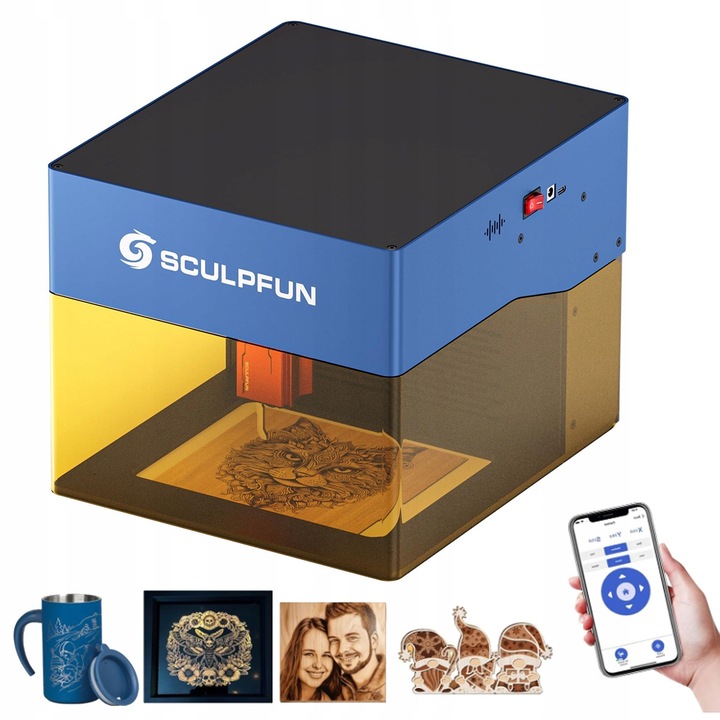 Grawerka laserowa Micro Desktop 10000mm/min SCULPFUN iCube Pro 5W 130*130mm