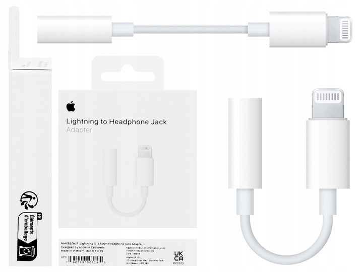 ORYGINALNY ADAPTER PRZEJŚCIÓWKA APPLE MMX62ZM/A LIGHTNING - JACK 3.5mm