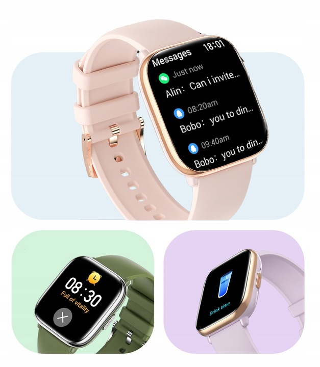 SMARTWATCH ZEGAREK DAMSKI POLSKIE MENU ROZMOWY SPORT AMOLED 4 PASKI