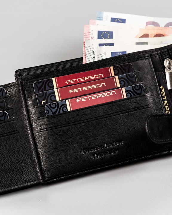 Portfel Peterson skóra naturalna elegancki skórzany z ochroną kart RFID