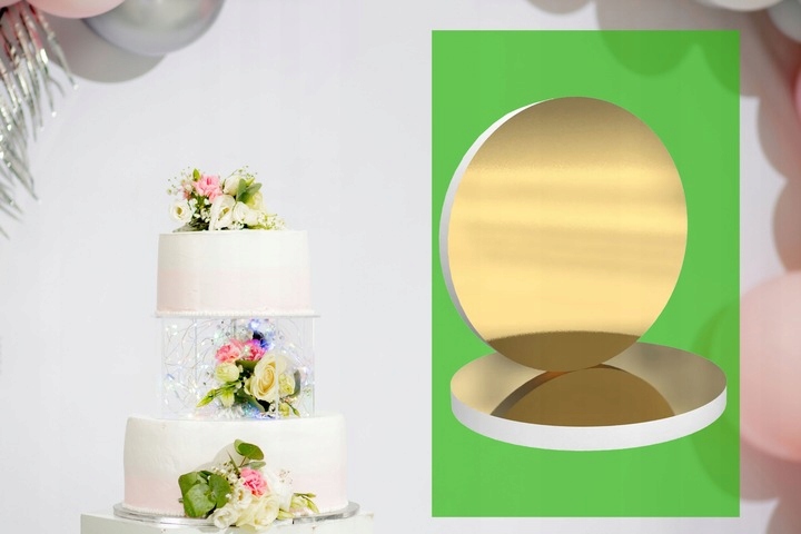 PODKŁAD POD TORT 20 cm ZŁOTY ZESTAW