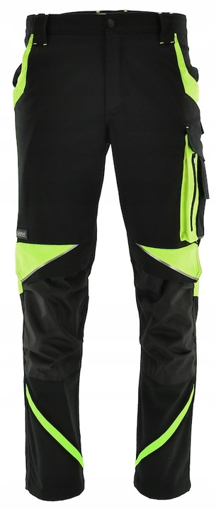 Spodnie Robocze ELASTYCZNE Odblaskowe NEON Do Pracy STRETCH SPANDEX BHP