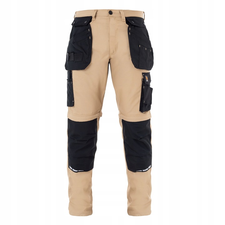 SPODNIE ROBOCZE monterskie męskie 2w1 KRÓTKIE SPODENKI odpinane Khaki
