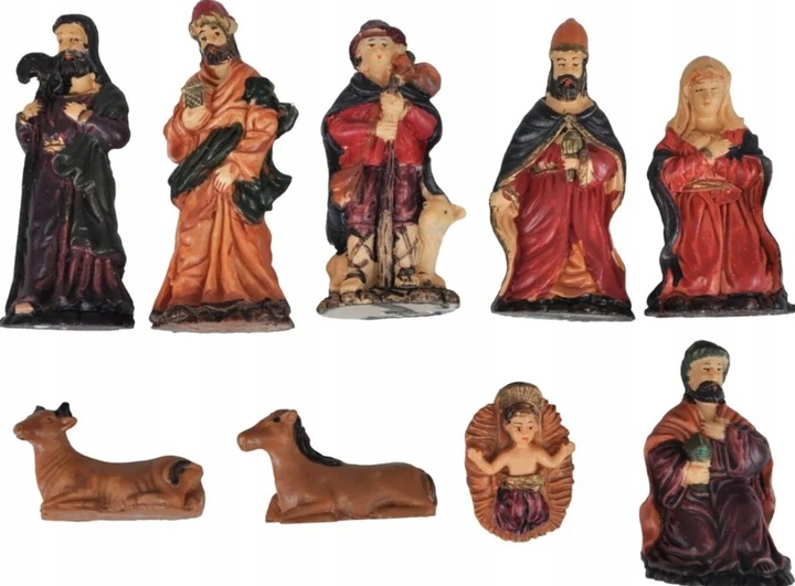 SZOPKA BOŻONARODZENIOWA DREWNIANA Z OŚWIETLENIEM NATURALNA + FIGURY 9 CM