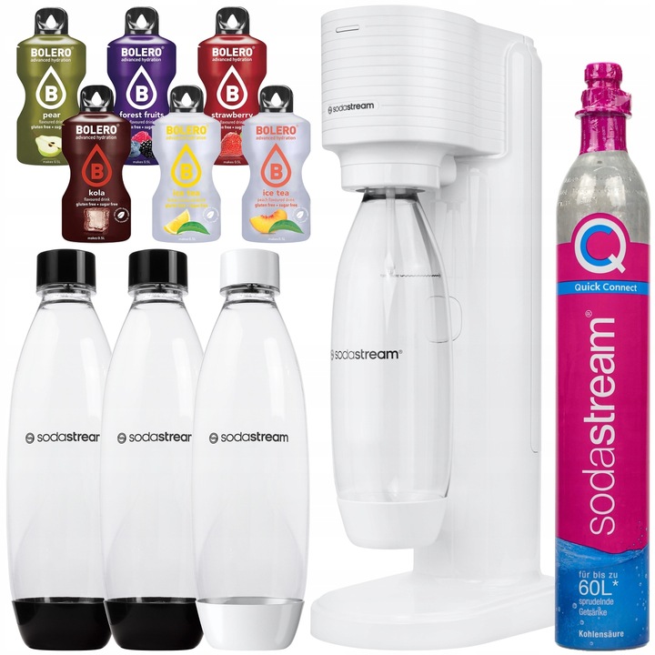 SATURATOR SODASTREAM GAIA BIAŁY 3 BUTELKI SYFON DO GAZOWANIA WODY + NAPOJE