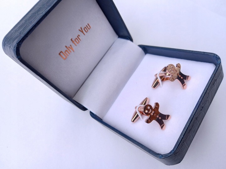 Spinki do mankietów EXC Złote Ślubne pozłacane masa perłowa w pięknym Etui