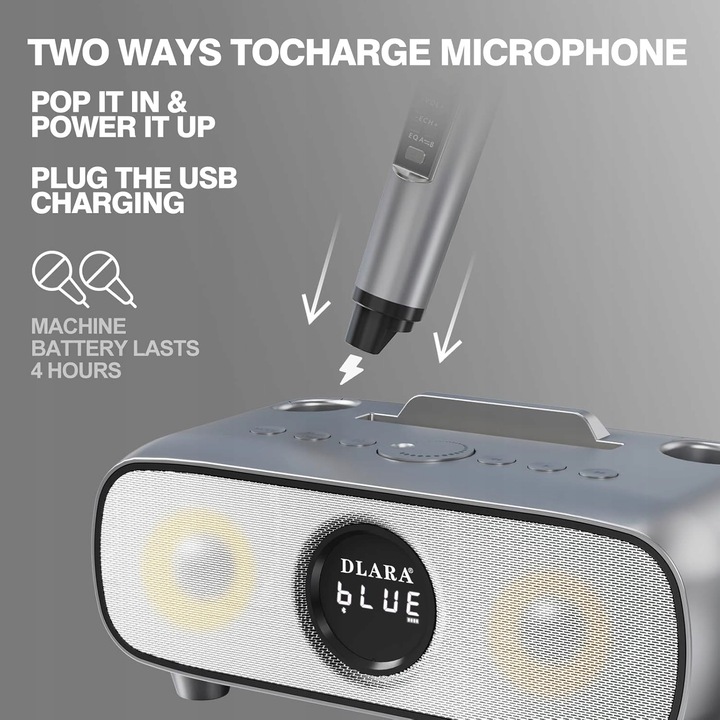 GŁOŚNIK ZESTAW KARAOKE DLARA SD-316 PRO 220W BT 2 BEZPRZEWODOWE MIKROFONY