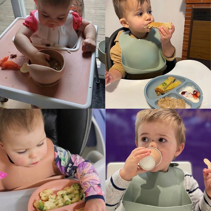 ZESTAW DO KARMIENIA NACZYŃ SILIKONOWE TALERZYK DLA NIEMOWLĄT Z PRZYSSAWKĄ