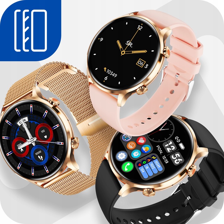 Smartwatch Zegarek Damski Pomiary Rozmowy Pulsometr Polskie Menu Elegancki