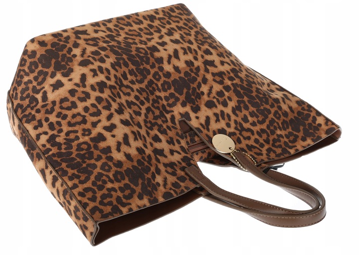 Torebka Damska Panterka Kuferek Shopper Tommasini Modna Duża 3658 Brązowa