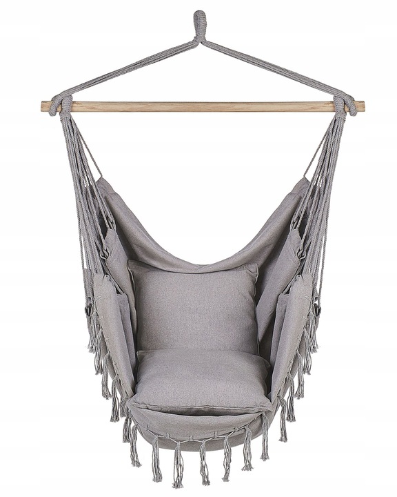 Fotel wiszący hamak boho huśtawka jasnoszary