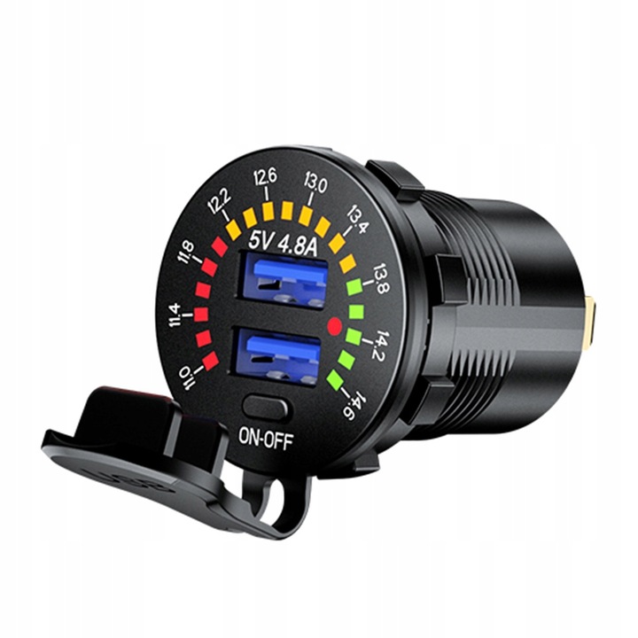 ŁADOWARKA SAMOCHÓD 2x USB 4.8A WOLTOMIERZ MIERNIK