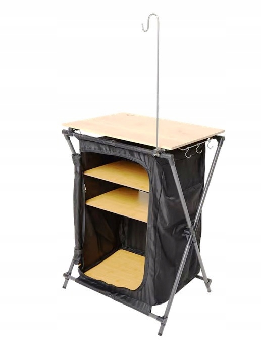 Szafka wolnostojąca z bambusowy blatem CAMPING Froyak czarny 60x85x46