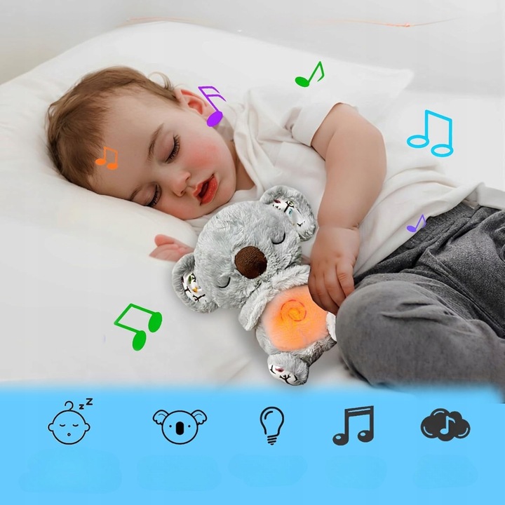 SZUMIĄCY KOALA MIŚ ODDYCHAJĄCA PRZYTULANKA MASKOTKA SZUMIĄCA USPOKAJACZ