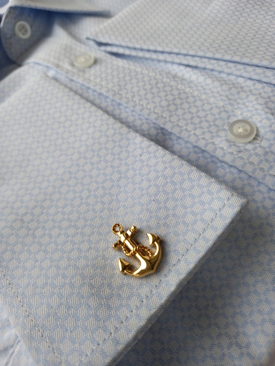 Złote spinki do mankietów Exciting Kotwica Marine Kapitańskie Żeglarskie