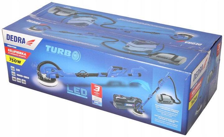 SZLIFIERKA do gipsu DEDRA ŻYRAFA z wysięgnikiem GŁADZI TYNKÓW ŚCIAN LED