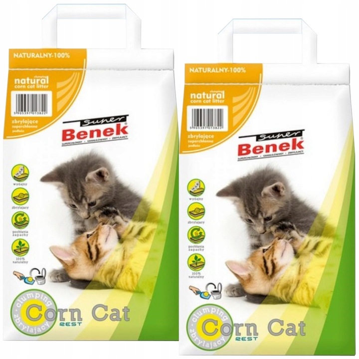 ŻWIREK DLA KOTA KUKURYDZIANY ZBRYLAJĄCY NATURALNY SUPER BENEK CORN CAT 14L